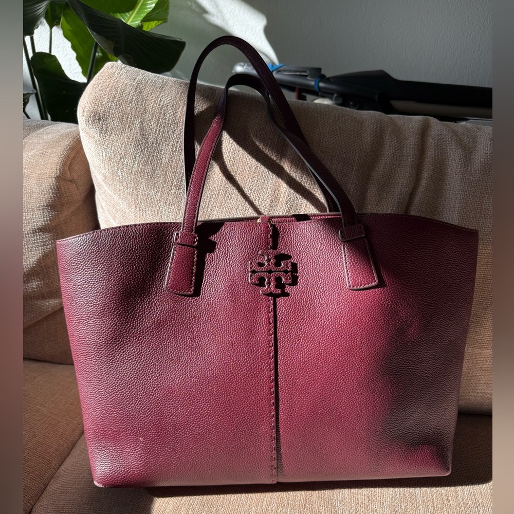Tory Burch McGraw Large Leather Tote with Duster Bag